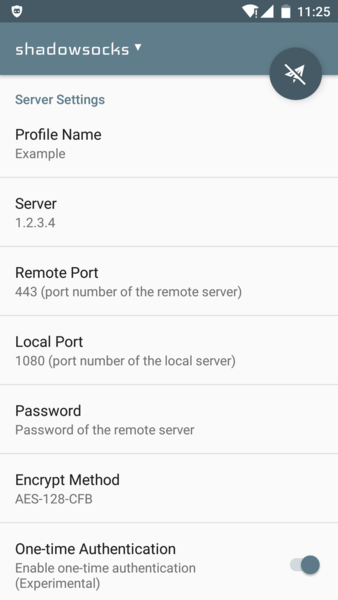 Shadowsocks android interface