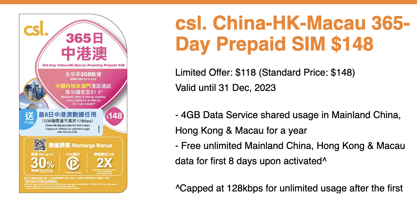 CSL Sim card details